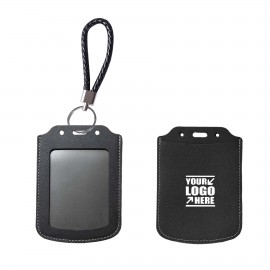 Wide Pocket PU Leather Card Holder With Key Chain Custom Imprinted