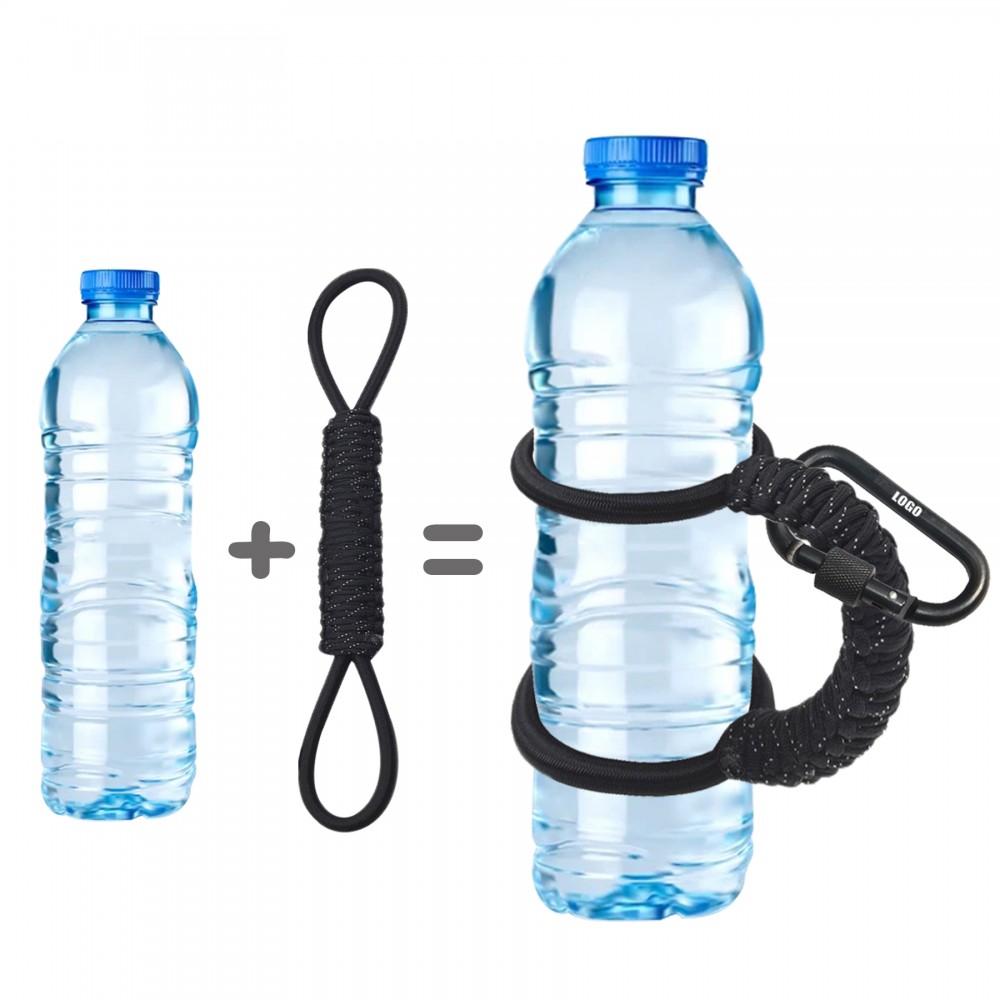 Logo Branded Paracord Plastic Bottle Holder With Carabiner