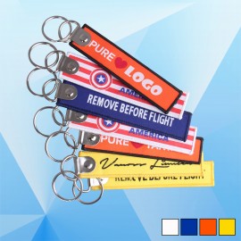 5'' x 1 3/16'' D Shape Ring Embroidered Keychain Custom Imprinted  5
