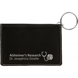 Black-Silver Laserable Leatherette Keychain ID Holders Logo Branded