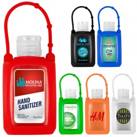 Custom Printed 2 oz. Silicone Travel Sleeve Keychain Holder with Hand Sanitizer