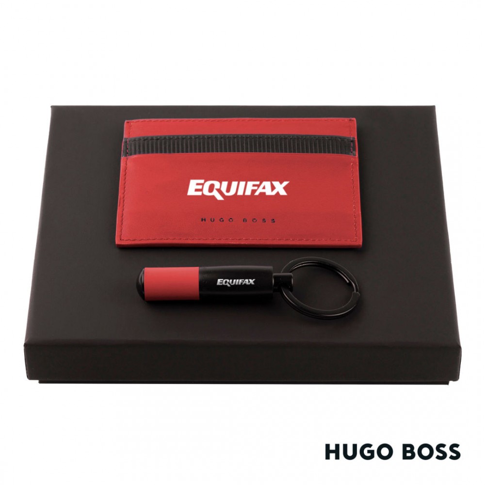 Hugo Boss Matrix Card Holder/Gear Matrix Key Ring - Red Custom Printed