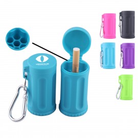 Logo Branded Portable Rubber Ashtray Cases With Carabiner