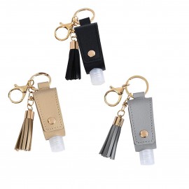 Logo Branded 30ML Hand Sanitizer Leather Keychain Holder