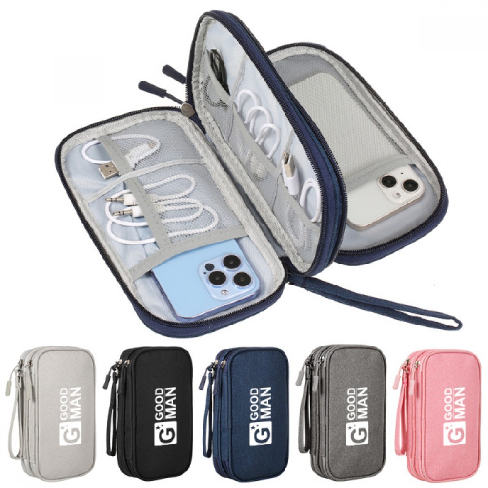 Small Two Layers Electronics Organizer Bag Logo Branded