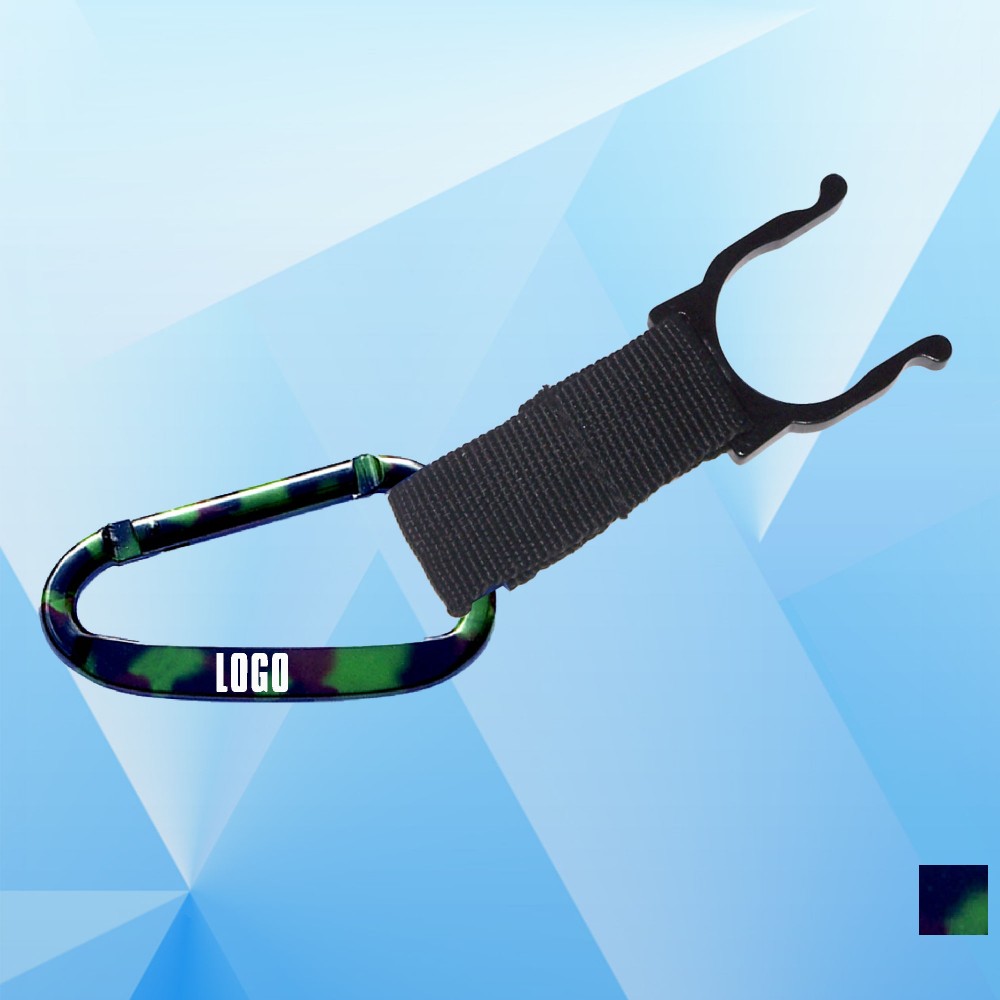 Camouflage Carabiner with Water Bottle Holder Custom Imprinted