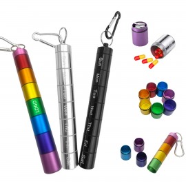 Custom Imprinted Portable Weekly Pill Holder with Carabiner  Custom Imprinted Portable Weekly Pill Holder with Carabiner