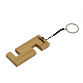 Logo Branded Style 2 Bamboo Phone Stand Keychain