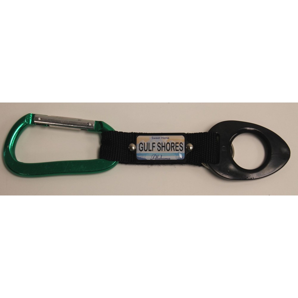 Custom Printed Carabiner w/Plate & Bottle Holder Strap - Green Custom Printed Carabiner w/Plate & Bottle Holder Strap - Green