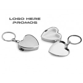 Custom Imprinted Metal Heart-Shaped Pill Case Keychain