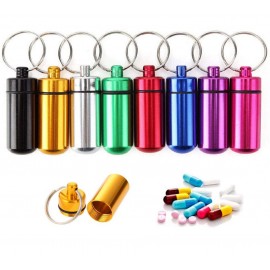 Custom Imprinted Watertight Aluminum Pill Case with Keyring