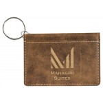 Rustic Brown/Gold Laserable Leatherette Keychain ID Holder Custom Imprinted