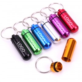 Aluminum Pill Bottle W/ Key Ring Custom Imprinted