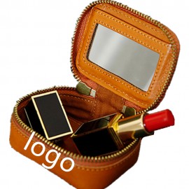 Leather Lipsticks With Mirror Organizer Logo Branded