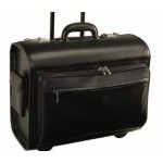 Executive Rolling 15" Laptop Briefcase Bag Handcrafted in Genuine Leather Custom Imprinted
