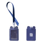 Custom Printed Round Ears PU Leather Card Case With Lanyard