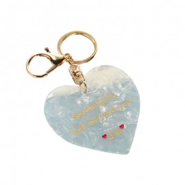 Acrylic Heart Shaped Pendant Key Ring Custom Printed