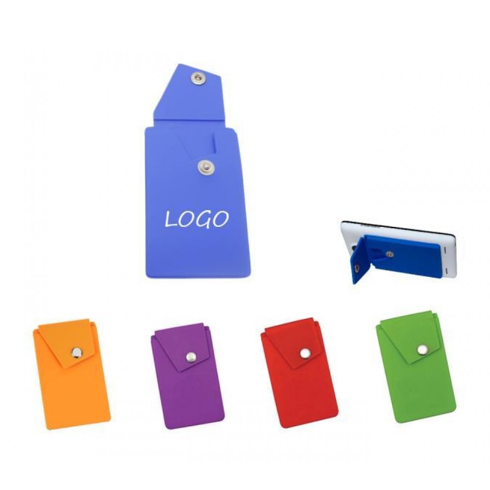 Logo Branded Silicone Phone Wallet With Snap Closure Logo Branded Silicone Phone Wallet With Snap Closure