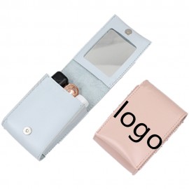 Logo Branded Leather Lipsticks With Mirror Organizer  Logo Branded Leather Lipsticks With Mirror Organizer