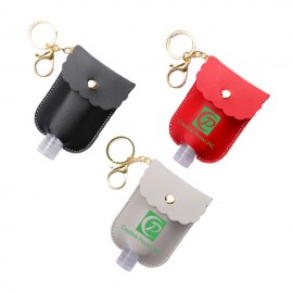 Logo Branded Portable Leather Hand Sanitizer Holder Keychain