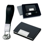 2-Piece Gift Set of Leather Card Case and Leather Key Ring Custom Printed