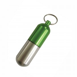 Custom Printed Capsule Shape Pill Holder with Key Chain
