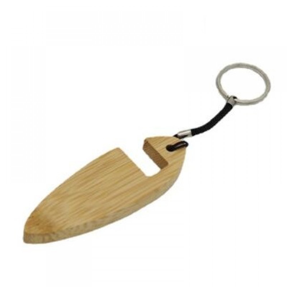 Logo Branded Style 1 Bamboo Phone Stand Keychain