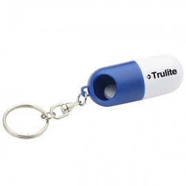 Capsule-shaped Pill Box With A Key Chain Custom Imprinted