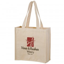 13"x5"x13" Heavyweight Cotton Wine & Grocery Tote Bag - 2 Bottle Holders   13"x5"x13" Heavyweight Cotton Wine & Grocery Tote Bag - 2 Bottle Holders