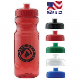  24 Oz. USA Made Colored Translucent Bike Bottle w/Push Spout