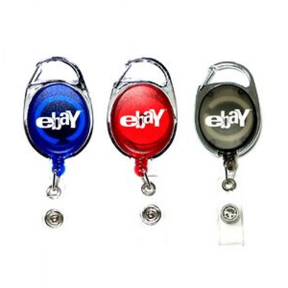 Oval Shape Retractable Badge Holder with Carabiner Clip Oval Shape Retractable Badge Holder with Carabiner Clip