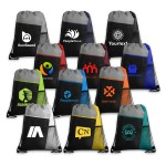  Tri-Colored Mesh Pocket Drawstring Backpack
