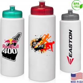  32 oz. HDPE Plastic Sports Bottles w/ Push Pull Lid