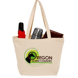 Cotton Canvas Tote Tote Bag w/ Zipper Closure (18"x13")   Cotton Canvas Tote Tote Bag w/ Zipper Closure (18"x13")