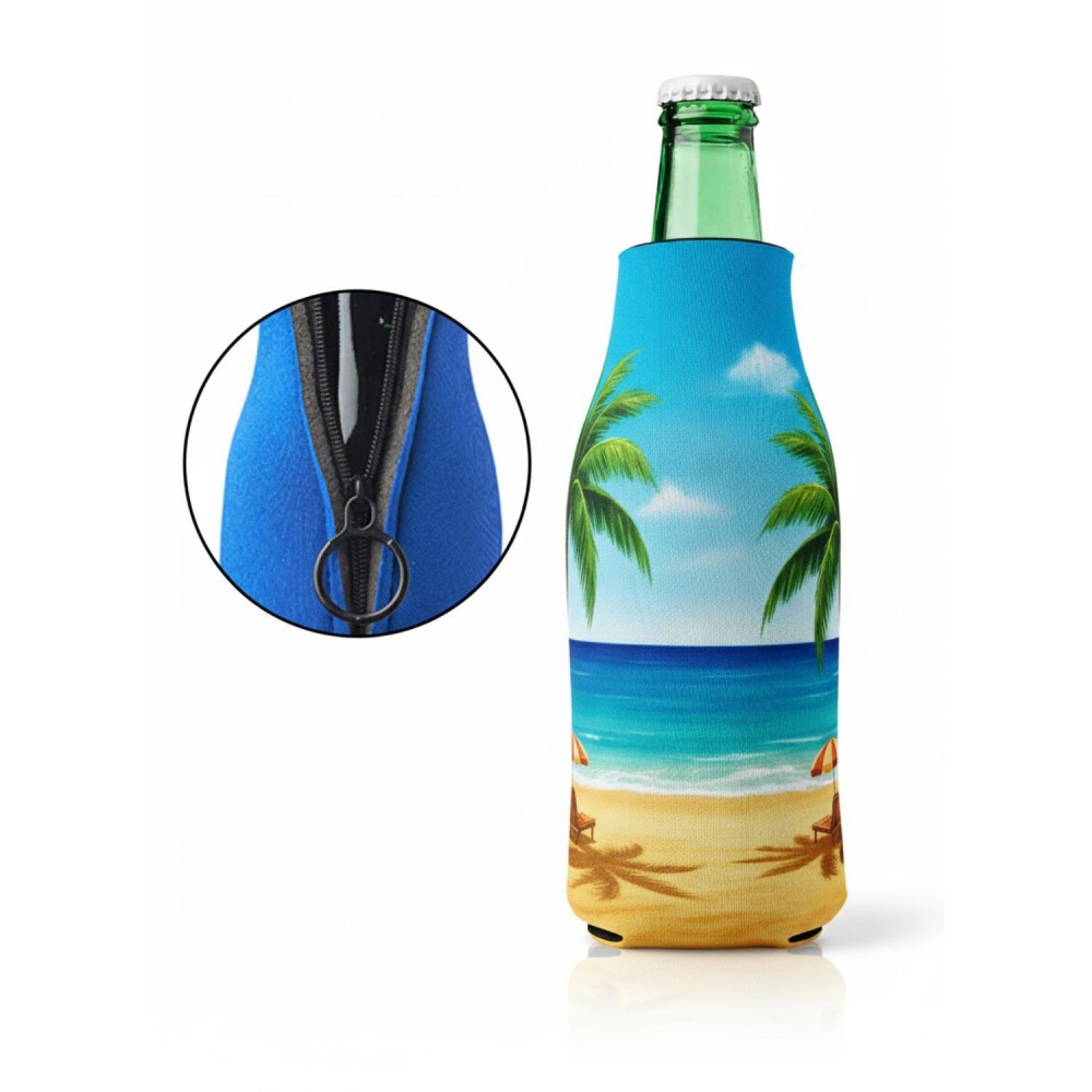  USA Made Sublimation Zipper Bottle Coolies