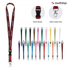  3/4" Full Color Dye Sublimated Lanyard w/ Lobster Hook and Plastic Buckle
