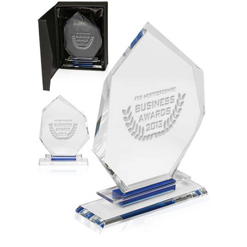  Slanted Heptagon Glass Trophies Awards