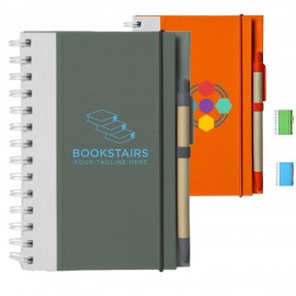 Recyclable Spiral Notebook w/ Pen Two-Tone ECO Notebooks   Recyclable Spiral Notebook w/ Pen Two-Tone ECO Notebooks