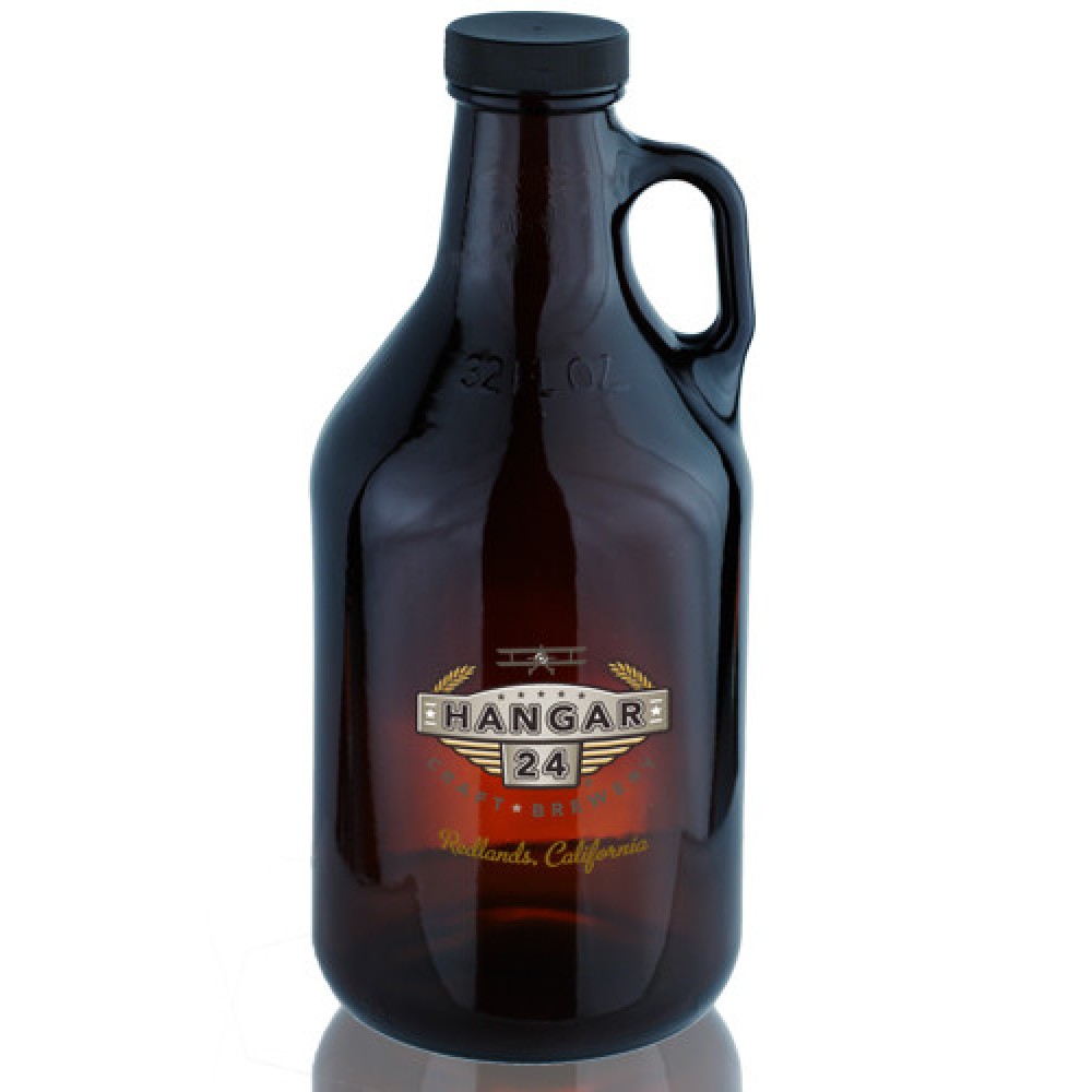  32 Oz. Amber Handle Glass Beer Growler