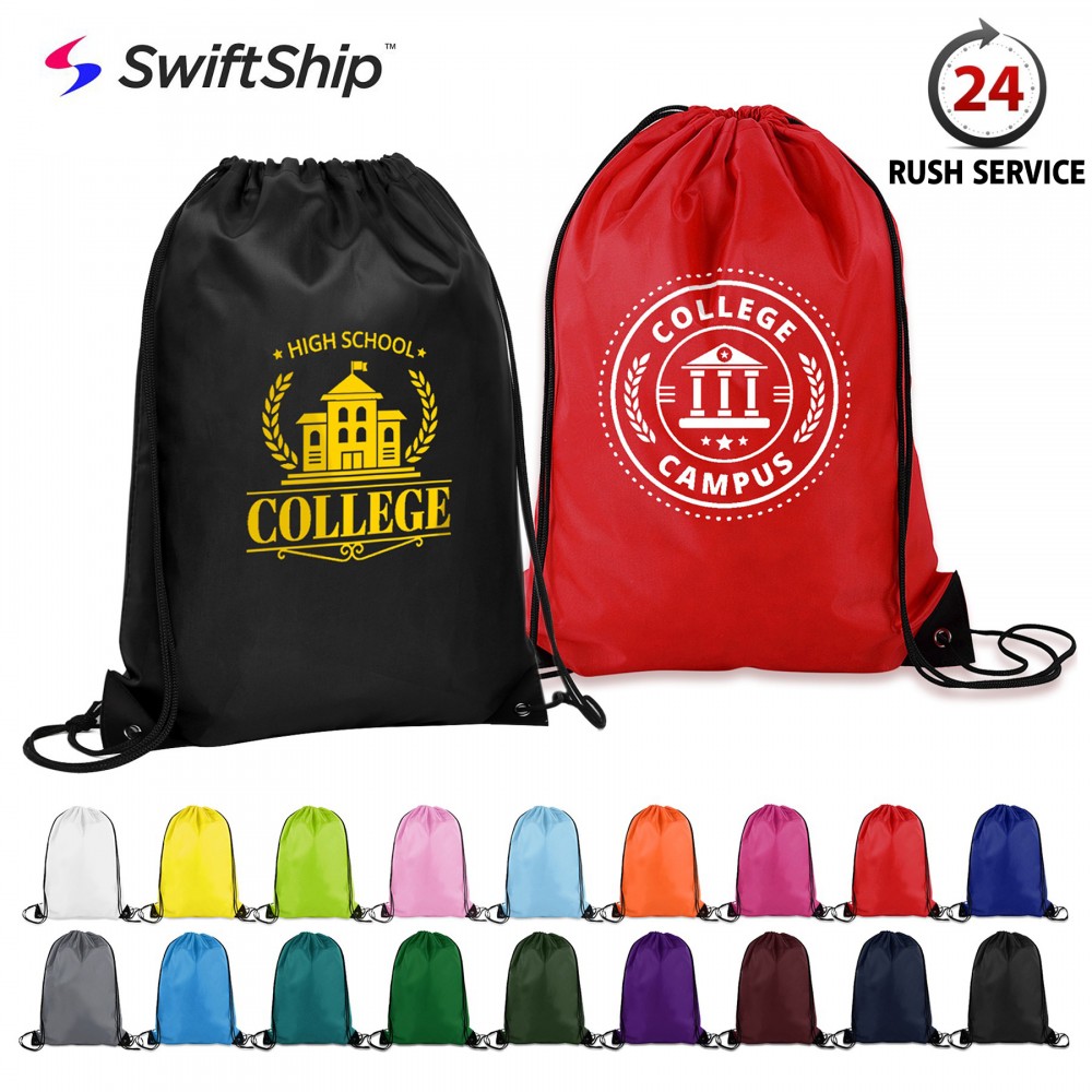  14" X 18" Polyester Drawstring Backpack