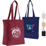  12 Oz Convention Cotton Canvas Tote Bag W/ Gusset USA Decorated (11" X 14" X 5")