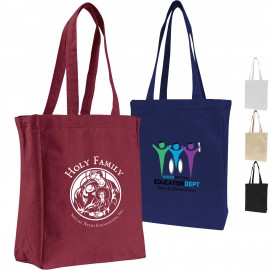  12 Oz Convention Cotton Canvas Tote Bag W/ Gusset USA Decorated (10" X 14" X 4")