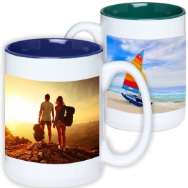  Full Color Sublimated 15 Oz. Two-Tone Ceramic Coffee Mug