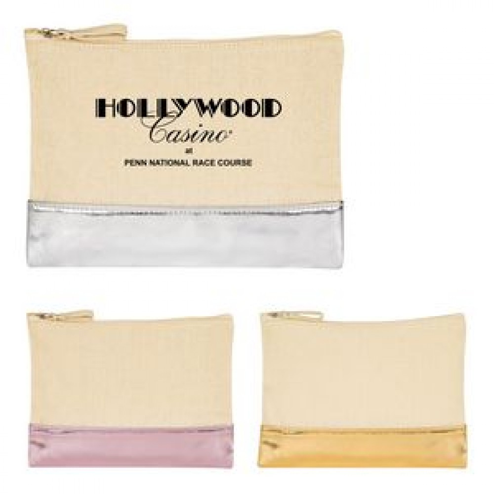 12 Oz. Cotton Cosmetic Bag With Metallic Accent 12 Oz. Cotton Cosmetic Bag With Metallic Accent