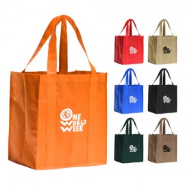  Large Gusset Square Reusable Non-Woven Grocery Tote Bag (12.6"x13"x8.75)