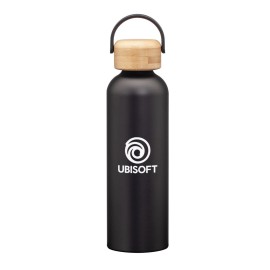 Greenstone Bottle w/Bamboo Twist Lid - 24oz Black   Greenstone Bottle w/Bamboo Twist Lid - 24oz Black