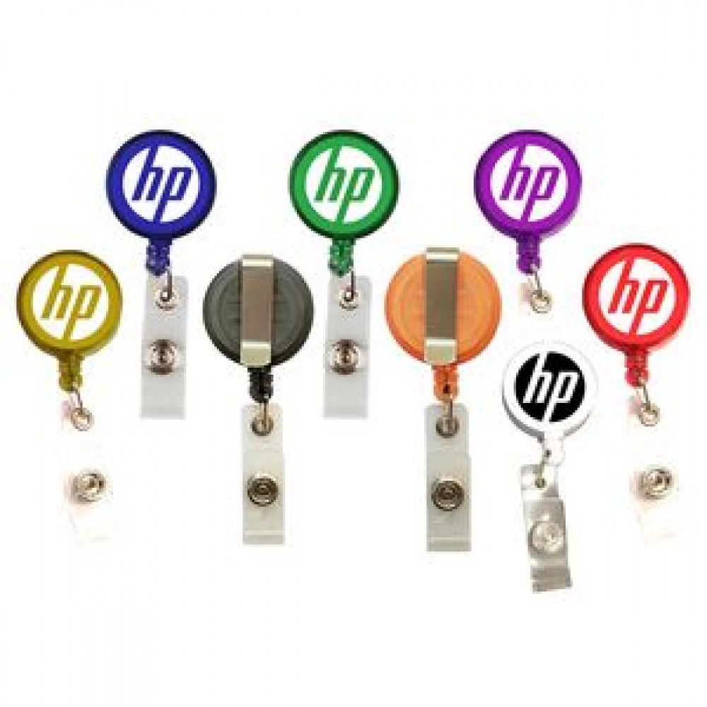 Round 24" Retractable Badge Holder with Metal Clip Back Round 24" Retractable Badge Holder with Metal Clip Back