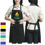  14 oz. Poly-Canvas Kitchen Apron w/ Leather accent & 2 front pocket 30"L x 25.6"W