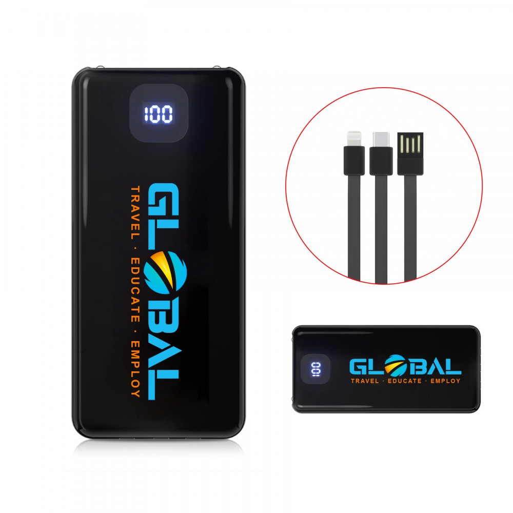 10,000mAh Power Bank With Built-In Charging Cables 10,000mAh Power Bank With Built-In Charging Cables