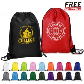  14" X 18" Polyester Drawstring Backpack